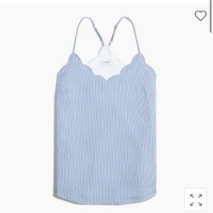 NWT Striped Scalloped Racerback Cami Top For Women Blue White Striped Size 4